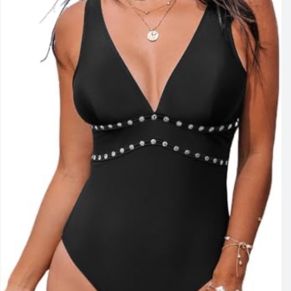 CUPSHE Black Studded Women's Swimsuit